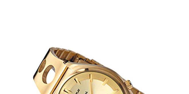 Pánske zlaté hodinky s prelamovaným náramkom Replay