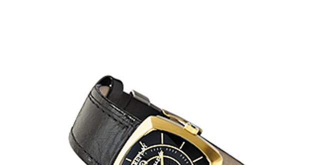 Dámske čierne hodinky so zlatým displejom Replay