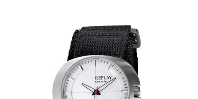 Pánske oválne hodinky Replay s červenou sekundovkou