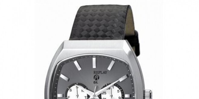 Pánske šedo-strieborné hodinky Replay s chronografom