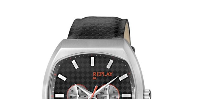 Pánske strieborné hodinky Replay s chronografom
