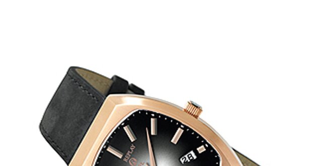 Pánske hranaté zlaté hodinky s tieňovaným ciferníkom Replay