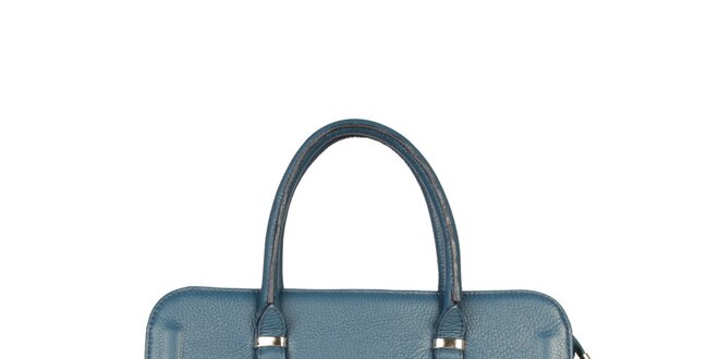 Dámska modrá kufríková kabelka z kože Made in Italia