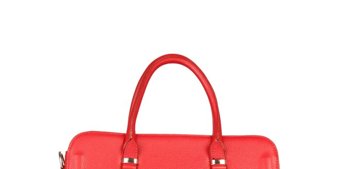 Dámska červená kufríková kabelka z kože Made in Italia