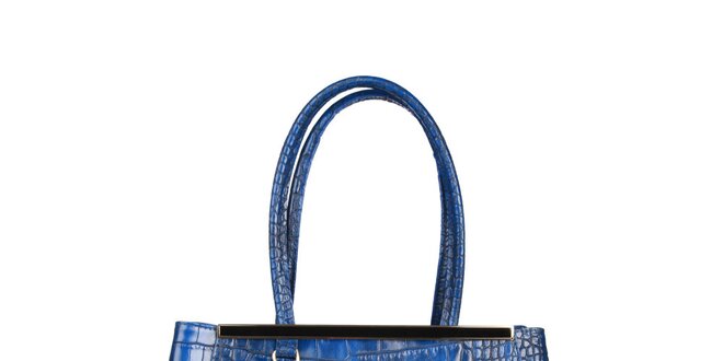 Dámska modrá kabelka so zlatou lištou Made in Italia