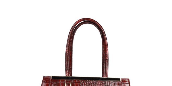 Dámska červená kabelka so zlatou lištou Made in Italia