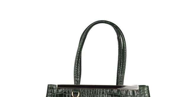 Dámska zelená kabelka so zlatou lištou Made in Italia