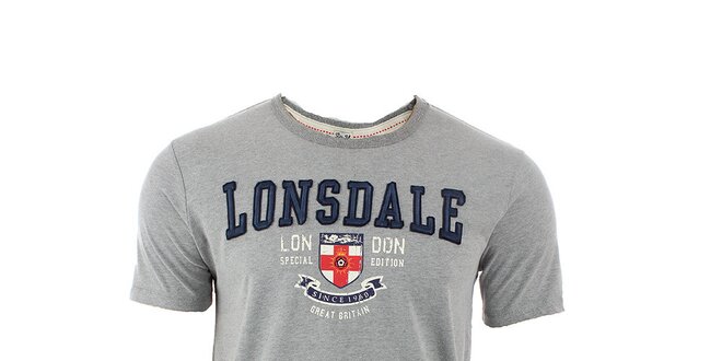 Pánske šedé tričko s potlačou Lonsdale