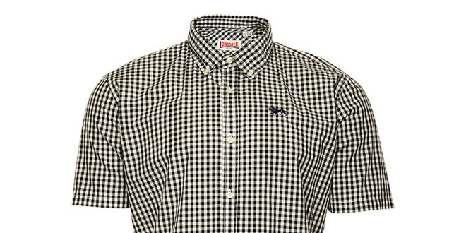 Pánska čierno-biela kockovaná košeľa s krátkym rukávom Lonsdale