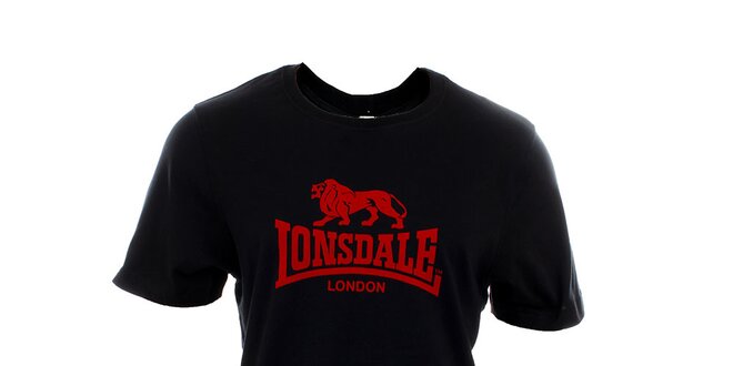 Pánske čierne tričko s červenou potlačou Lonsdale