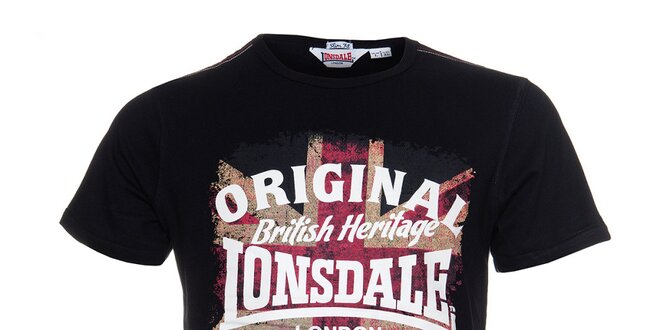 Pánske čierne tričko Lonsdale s farebnou potlačou