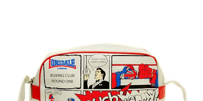 Pánska biela taška s komiksovou potlačou Lonsdale
