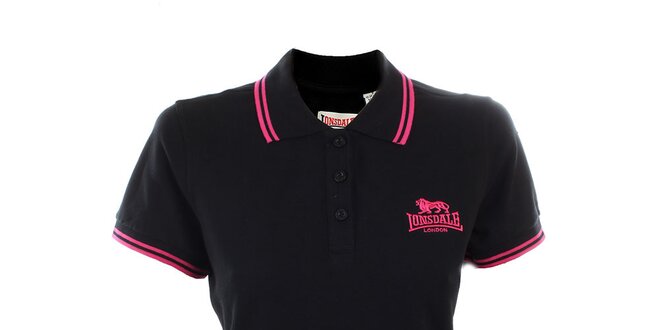 Dámske čierne polo tričko s ružovými detailmi Lonsdale