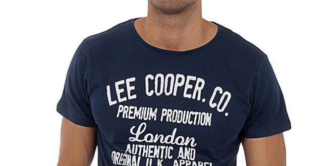 Pánske modré tričko s bielou potlačou Lee Cooper