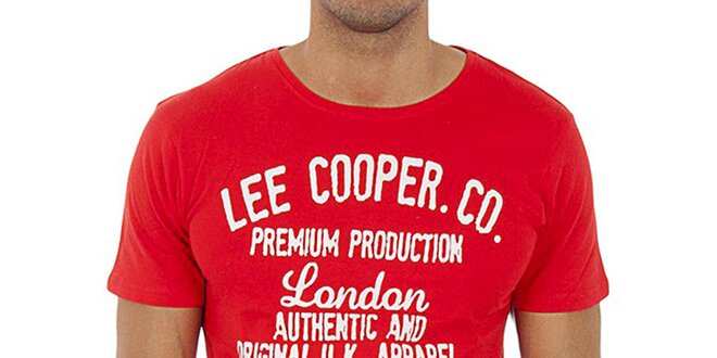 Pánske malinové tričko s bielou potlačou Lee Cooper
