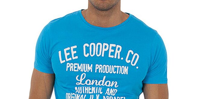 Pánske tyrkysové tričko s bielou potlačou Lee Cooper