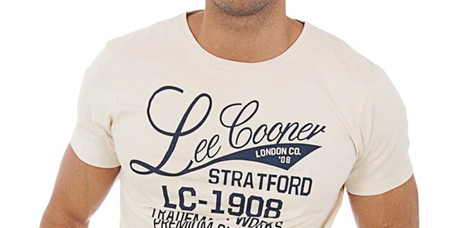 Pánske krémové tričko s nápisom Lee Cooper