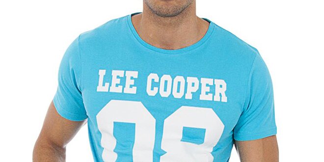 Pánske tyrkysovo modré tričko s potlačou Lee Cooper