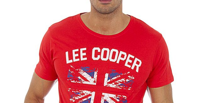 Pánske červené tričko s potlačou Lee Cooper