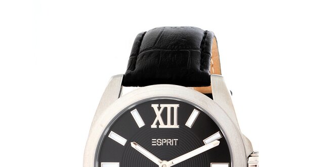 Dámske okrúhle analogové hodinky Esprit s čiernym ciferníkom