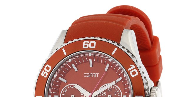 Dámske oranžové analogové hodinky s chronografom Esprit