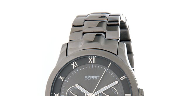 Dámske kovovo šedé oceľové hodinky Esprit