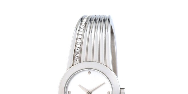 Dámske strieborné oceľové hodinky Esprit s kryštálmi