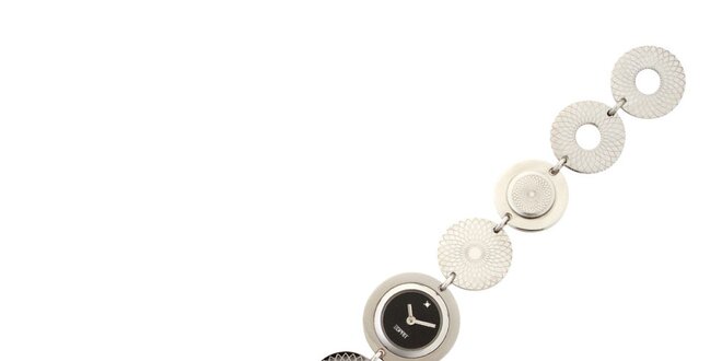 Dámske strieborné náramkové hodinky Esprit s čiernym ciferníkom
