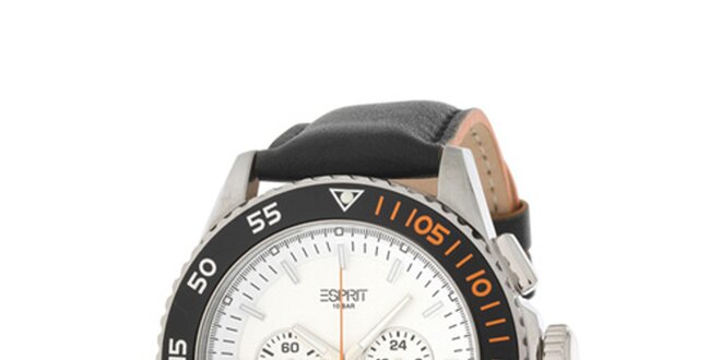 Pánske analogové hodinky s chronografom a bielym ciferníkom Esprit