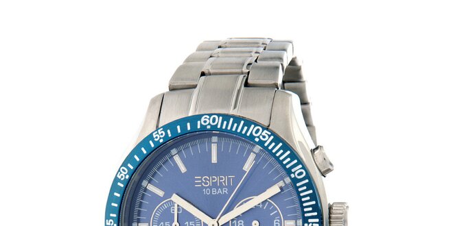 Pánske oceľové hodinky Esprit s modrými detailmi