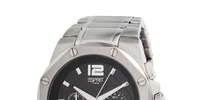 Pánske oceľové hodinky s čiernym displejom Esprit