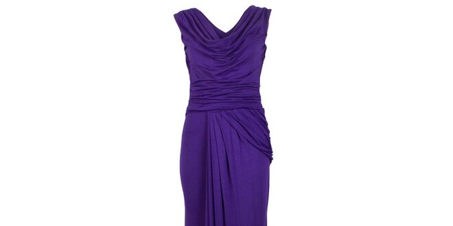Dámske dlhé fialové šaty s vodovým výstrihom CeMe London