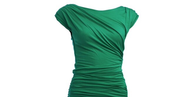 Dámske smaragdovo zelené šaty CeMe London s riasenou sukňou