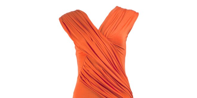 Dámske krátke oranžové zavinovacie šaty CeMe London