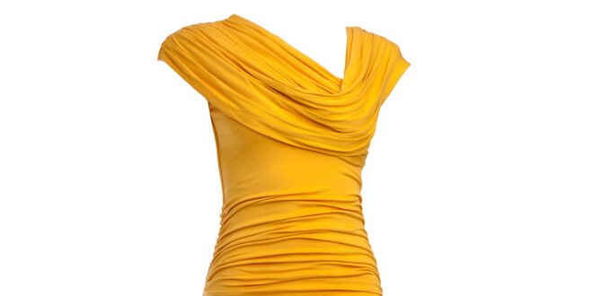 Dámske žlté šaty CeMe London s nariaseným vrškom