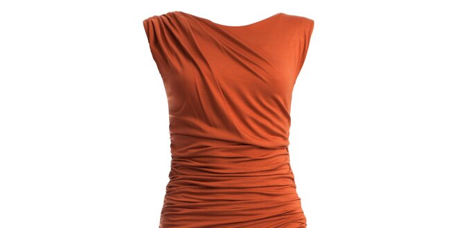Dámske oranžové šaty s nariaseným pásom CeMe London