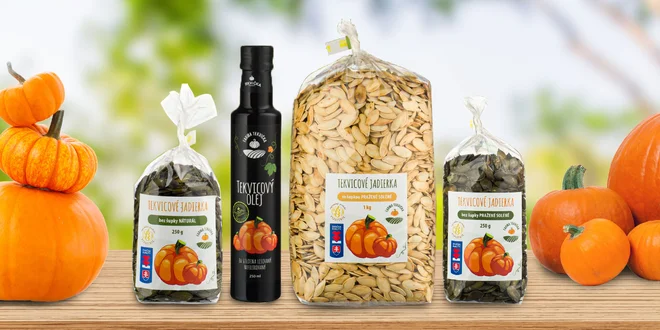 Balíčky produktov, jadierka i oleje z Farmy Tekvička