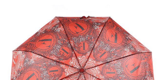 Dámsky červený dáždnik s dekorativnym vzorom Ferré Milano