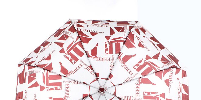 Dámsky červeno-biely vystreľovací dáždnik s logom Ferré Milano