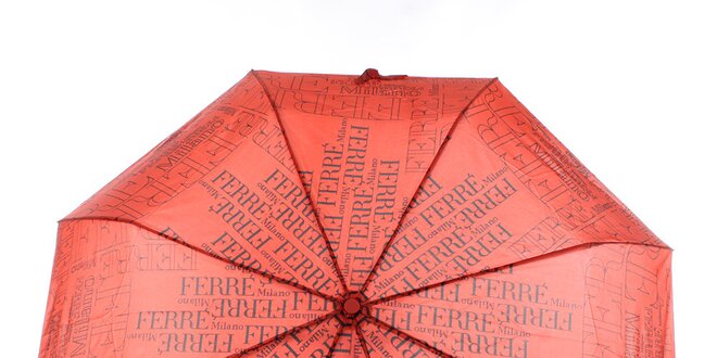Dámsky červeno-čierny vystreľovací dáždnik s logom Ferré Milano