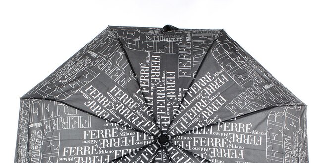 Dámsky čierny vystreľovací dáždnik s logom Ferré Milano