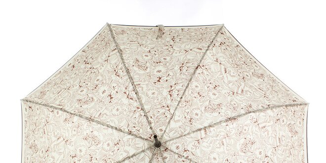 Dámsky krémový vystreľovací dáždnik s hnedými kvetmi Ferré Milano