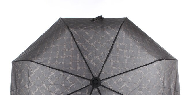 Pánsky čierny dáždnik s potlačou loga Ferré Milano