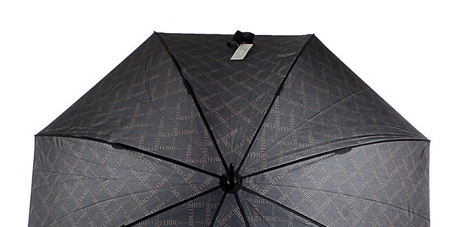 Pánsky čierny vystreľovací dáždnik so vzorom Ferré Milano