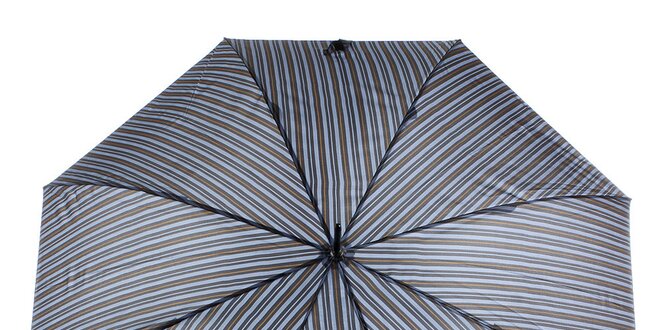 Pánsky šedo-modrý pruhovaný vystreľovací dáždnik s prúžkom Ferré Milano