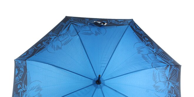 Dámsky modro-čierny vystreľovací dáždnik Ferré Milano