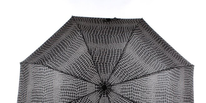 Dámsky šedo-čierny dáždnik s krokodílím vzorom Ferré Milano