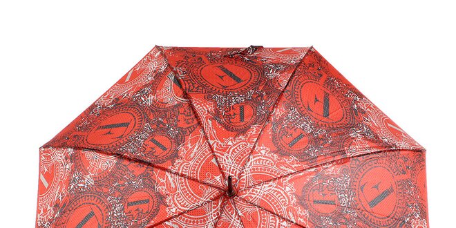 Dámsky červeno-čierny veľký vystreľovací dáždnik Ferré Milano