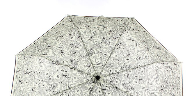 Dámsky krémový dáždnik s čiernymi kvetmi Ferré Milano