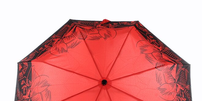 Dámsky červený dáždnik s tropickými kvetmi Ferré Milano
